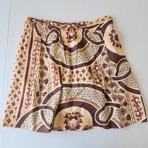 Lemlem Brown Cream Printed Mini Skirt Cotton Size Small NWT